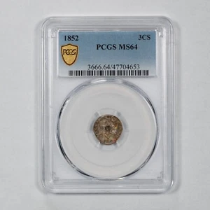 1852 Star Three Cents 3cs- PCGS MS 64 - Picture 1 of 4