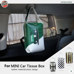 Car Leather Tissue Box Car Hanging tissue bag Auto Organizer For Mini Cooper - Foto 1 di 35