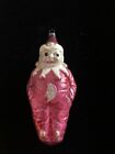 Antique Pink Glass Moon Heart Clown Jester German Christmas Ornament- 1930's