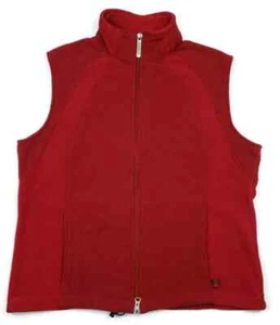 Woolrich Womens Sz Large Red Fleece Vest Full Zipper Pockets Winter Cinch Waist - Picture 1 of 4