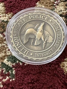ISP Illinois State Police Seal Bronze Medal Medallion Plaque Coin 2.5” w/ case - Picture 1 of 11