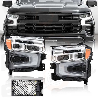 Para Chevy Silverado 1500 2022-2024 Cromo LED DRL con Faros Animación Blancos Foto 1 de 4