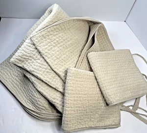Pottery Barn Pick-Stitch Handcrafted F/Q Quilt Set Euro Shams (2) Cott/Linen - Picture 1 of 19
