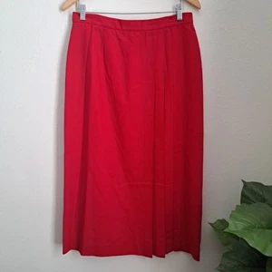 Vintage Talbots Skirt Womens 14 Red 100% Wool Front Pleated Long 80s 90s Ladies - Picture 1 of 11