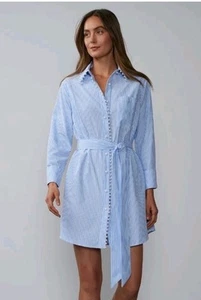 Women's Blue Striped Collared Shirt with Pearls Size XXL - Picture 1 of 4