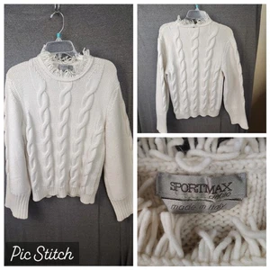 Sportmax Sweater Ladies Cable Knit Chunky Cream Size Large Made in Italy - Picture 1 of 8