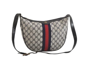 Auténtico Bolso Cruzado de Hombro GUCCI Línea Jerez GG Cartera PVC Cuero Azul Marino 7905M - Imagen 1 de 10