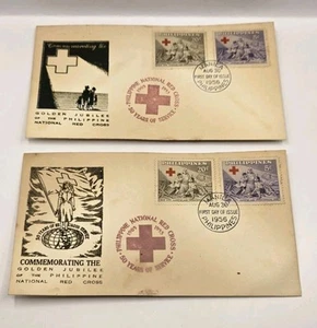 Philippines 1955 Golden Jubilee Red Cross First Day Cover.Lot Of 2.Unused. - Picture 1 of 3