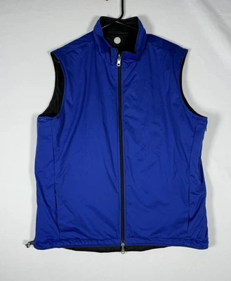 Chaleco de Golf Peter Millar Para Hombres Grande Acolchado Reversible Cremallera Completa Chaqueta Negro Azul Foto 1 de 4