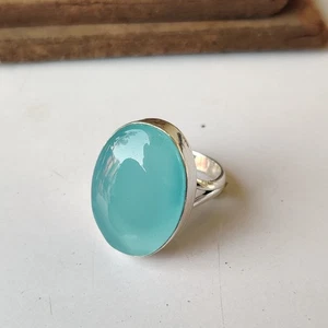 Amazing Aqua chalcedony Ring 925 Sterling Silver Anniversary Gift Ring PG8586 - Picture 1 of 4