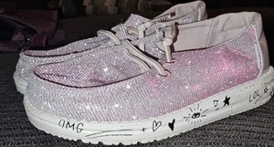Hey Dude Wendy Schuhe Mädchen Jugend Kinder 11 Glitzer Disco Rosa Slipper Sneaker - Bild 1 von 7