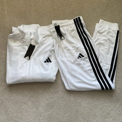 Adidas Para Hombre Blanco Negro Rayas Chándal Chaqueta Pantalón 2XL XXL Nuevo Traje Completo Foto 1 de 4