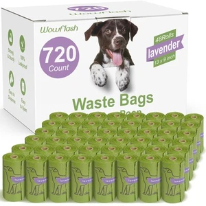 Rollos de bolsas para caca de perro 720 unidades perfumadas con lavanda de 13” x 9”, a prueba de fugas fuertes y resistentes... - Imagen 1 de 7