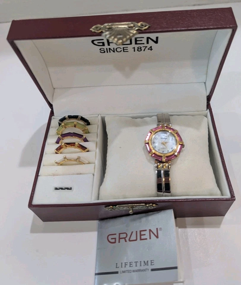 Reloj Bisel Gruen Intercambiables Colores Biseles Necesita Batería Modelo GR 7813 Foto 1 de 4