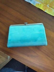 Vintage 1960s Clutch Purse Green Blue Silver - Picture 1 of 3
