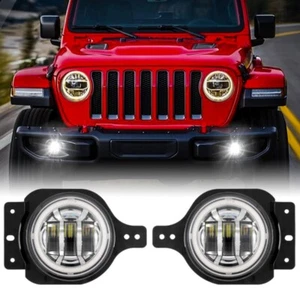 2x 4" inch LED Fog Lights Front Bumper Lamp w/ DRL For Jeep Wrangler JL 18-22 - Foto 1 di 12