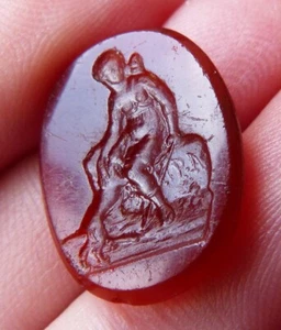 Déesse antique intaille camée sceau 19e siècle en verre moulé Grand Tour bague - Imagen 1 de 4
