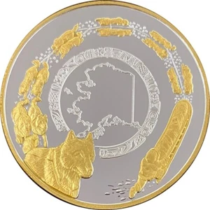 Alivio de oro 24k Alaska como nuevo Mushing alrededor de Alaska 1 oz. Prueba - Imagen 1 de 2