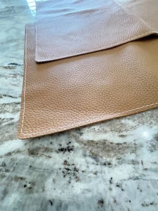 Set Of 2 Rectangular Brown Pebbled Leather Placemats Stitched Edges 14” X 20” - Picture 1 of 7