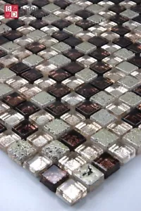 Glasmosaik Marmorierte Mosaik Fliesen glas fliesen Braun Champagne Neu 1m² 8mm - Bild 1 von 6