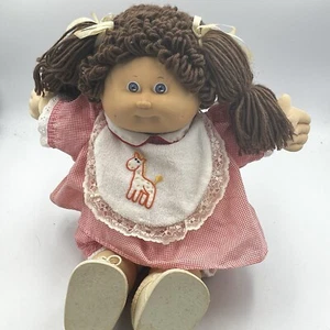 Vintage 1982 Cabbage Patch Doll Red Gingham Outfit Brown Hair Blue Eyes READ - Picture 1 of 15