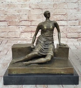 Figura reclinable escultura de bronce modernista abstracta marqueta después de Henry Moore - Imagen 1 de 10