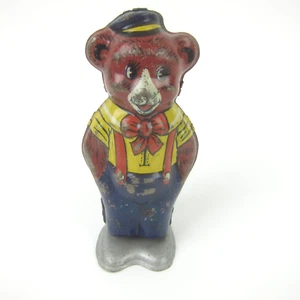 Vintage Wind Up Tin Litho Toy Dancing Bear J. Chein Made in the USA 1940s - Picture 1 of 10