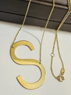 Collar Letra S Oro 18K 18C 750 16.5”/17.5” Largo 1mm 4.2g Foto 1 de 4