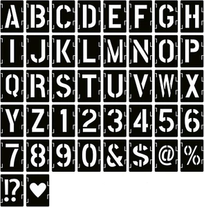 12 Inch Letter Stencils Symbol Numbers Craft Stencils, 42 Pcs Reusable Alphabet - Picture 1 of 29