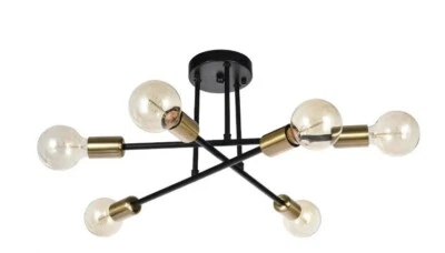 RRTYO Highlandville 23,62 pulgadas Montaje semi empotrado Sputnik negro y dorado 6 luces Foto 1 de 4