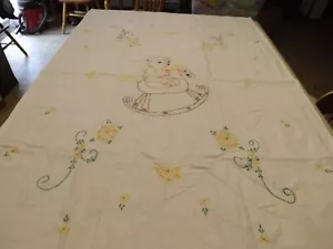 Handmade Baby Nursery Quilt Teddy Rocking Horse Hand Embroidered 35" X 52"  #3 - Picture 1 of 6