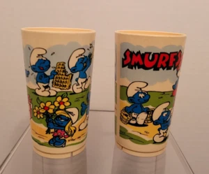 Vintage 1982 Peyo Schlumpf Trinkglas Schlumpfine 2er Set - Bild 1 von 1