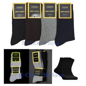 Paquete de 6~12 pares de calcetines de vestir Credos de algodón acanalados para hombre multicolor de moda - Imagen 1 de 1