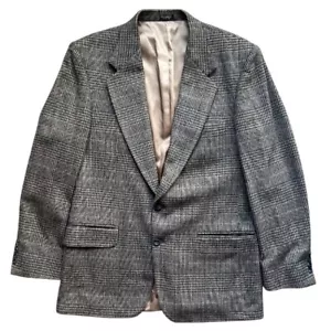 Robert Stock Plaid Wool Blazer 42L Coat Two Button Brown Old Money Academia - Picture 1 of 14