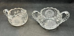 Antique Crystal Creamer & Sugar Bowl - Likely American Brilliant - Picture 1 of 5