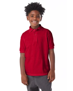 5 Pack Of Hanes 054Y Youth Cotton/Poly EcoSmart T Shirt Stylish Jersey Knit Polo - Picture 1 of 9