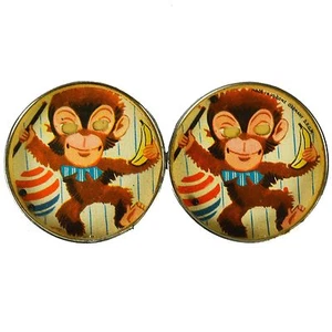 Antique Vintage Dexterity Puzzle Germany DRGM Post Tin Monkey Bananas Mirror   - Picture 1 of 6