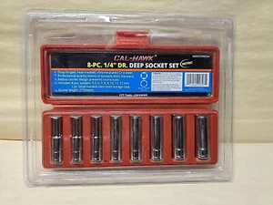 8pc 1/4" DRIVE DEEP SOCKET SET METRIC 6 POINT WITH BLOW MOLD SOCKET CASE - Picture 1 of 3