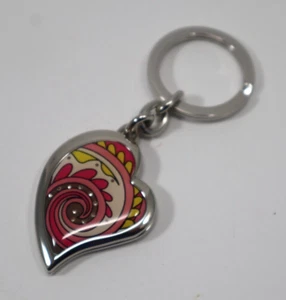 M1 c16 Boho Remolino Rosa Amarillo Corazón Espejo Medallón LLAVERO Llavero Llavero Glam - Imagen 1 de 7