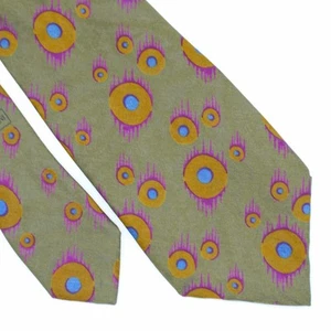 Corbata de seda Giorgio Armani Cravatte vintage abstracta verde púrpura bronceado estampado - Imagen 1 de 7