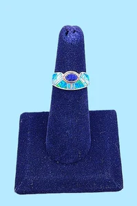 Anillo de Colección David Freeland Jr. Iolita y Ópalo de Fuego Estilo Art Deco - Talla 51/2 - Imagen 1 de 7