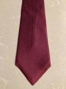 Lauren By Ralph Lauren 100% Silk Tie Red Navy Made In USA Classic Preppy - Picture 1 of 8