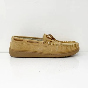 Minnetonka Mens Brown Leather Round Toe Slip On Moccasin Slipper Size 8 M - Picture 1 of 12
