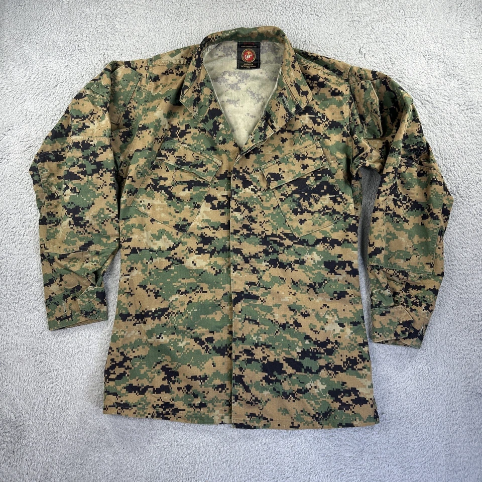 美国海军陆战队军事战斗衬衫 Woodland Marpat 迷彩数字小号 XLong 上装 — 第 1/4 张图片