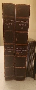 1886 The Works of Henry Wadsworth Longfellow Vol. 4 and 6 3/4 Leather Free Shipp - Imagen 1 de 10