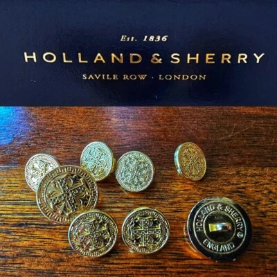 8 pc Celtic Cross Holland & Sherry Gold Blazer Buttons Made in England - Image 1 of 4