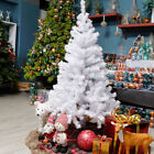 5/6/7FT Green white Christmas Tree Pre Lit With LED Lights Bushy Pine Xmas Decor