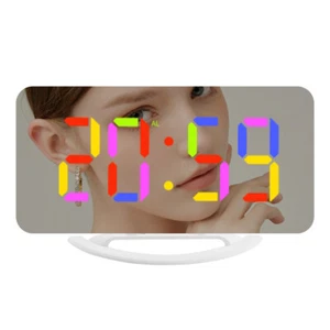 TS-8201 LED Mirror Alarm Clock Digital RGB LED Color Display Snooze Clocks - Picture 1 of 8