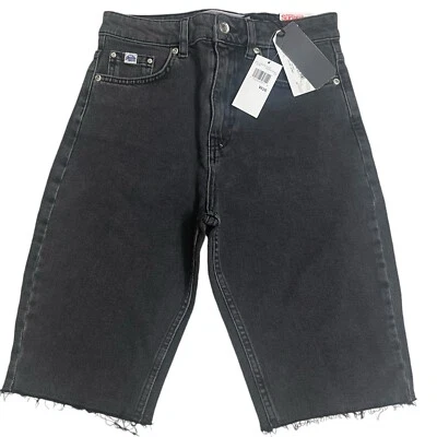 NWT Superdry Cut Off Denim Jean Kari Longline Shorts 26 Coastline Black NWT - Image 1 of 4