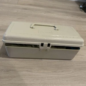 Vintage Sears Tan Utility Box Toolbox, Made In USA - Picture 1 of 7
